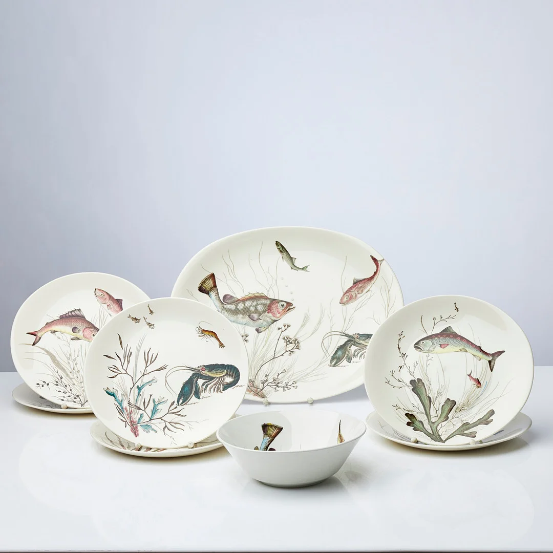 SERVIS, 8 dlr,, "Fish", Johnson & Bros, England. 1900-talets andra hälft. — Tableware — Stockholms Auktionsverk Sickla