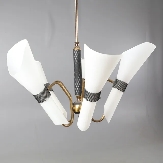 TAKLAMPA, glas/metall,1900-talets andra hälft.