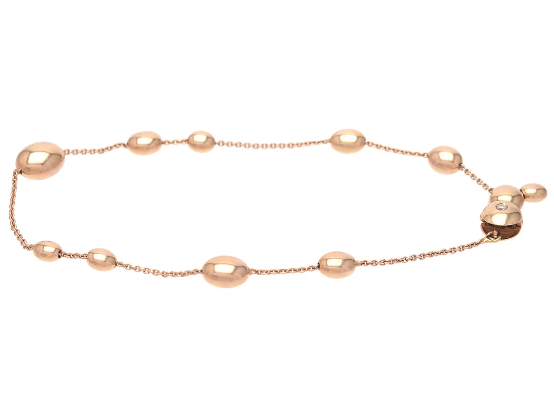 CHIMENTO, armband, 18K roséguld, briljantslipad diamant 0,01 ct, justerbar längd, vikt 4,2 g. — Smycken/Armband — Kaplans
