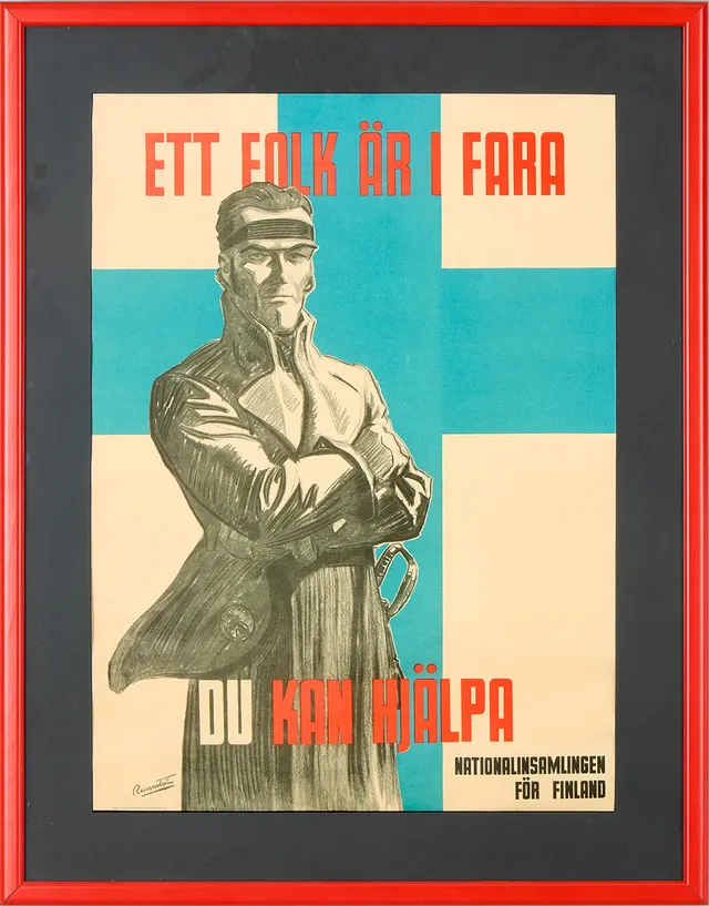AFFISCH. "Ett folk är i fara du kan hjälpa".