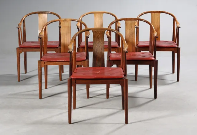 Hans J. Wegner. ‘The China Chair’ / Kinastolen. Six armchairs, Brazilian rosewood, model 4283 (6)