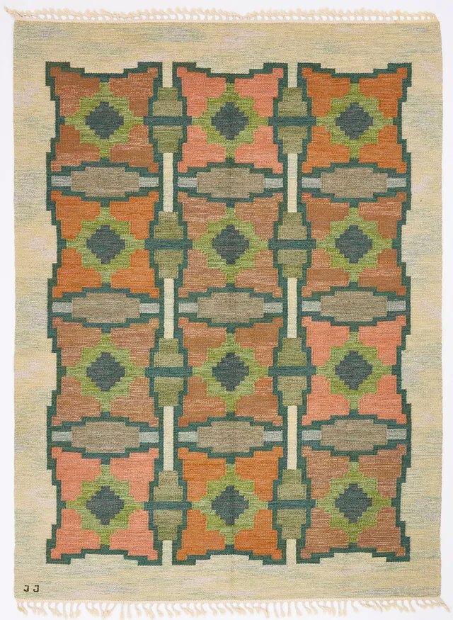 JUDITH JOHANSSON. "Pors", matta, rölakan, formgiven 1967/68, 270 x 190 cm.