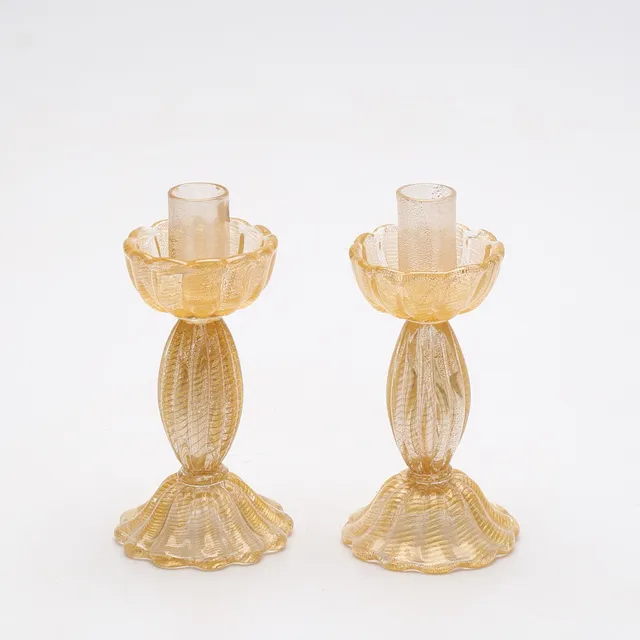 LJUSSTAKAR, ett par, glas, Murano, Italien.
