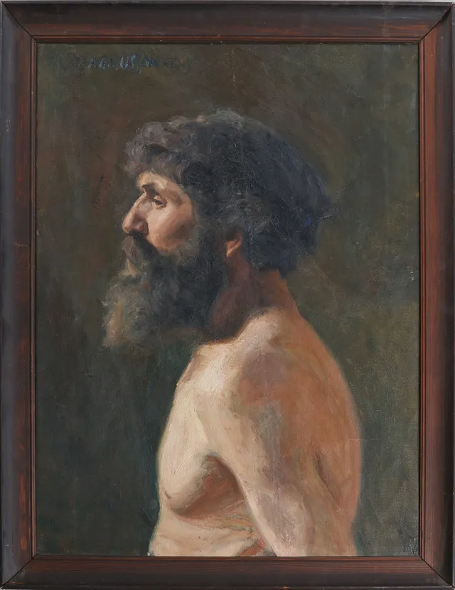 GUSTAF MAGNUSSON. olja på duk, signerad samt daterad -09, Modellstudie av man.
