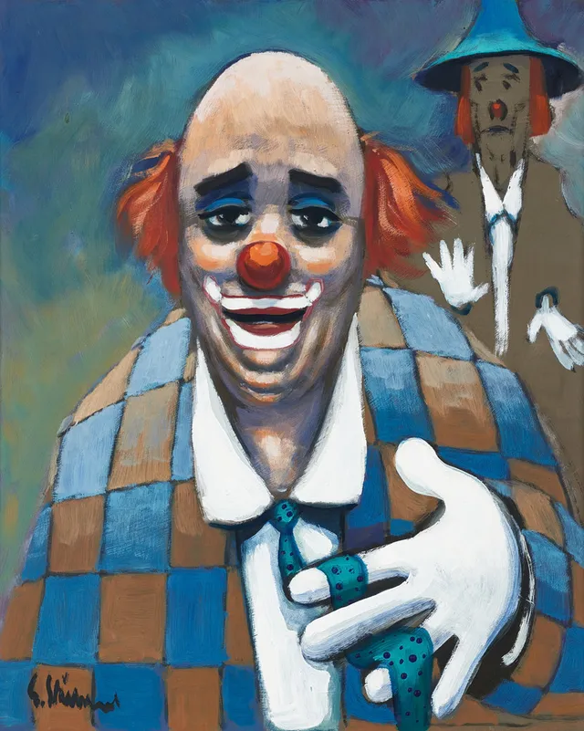 GUNNAR STÅLBRAND (1925-2006). Clown, signerad, olja på pannå.