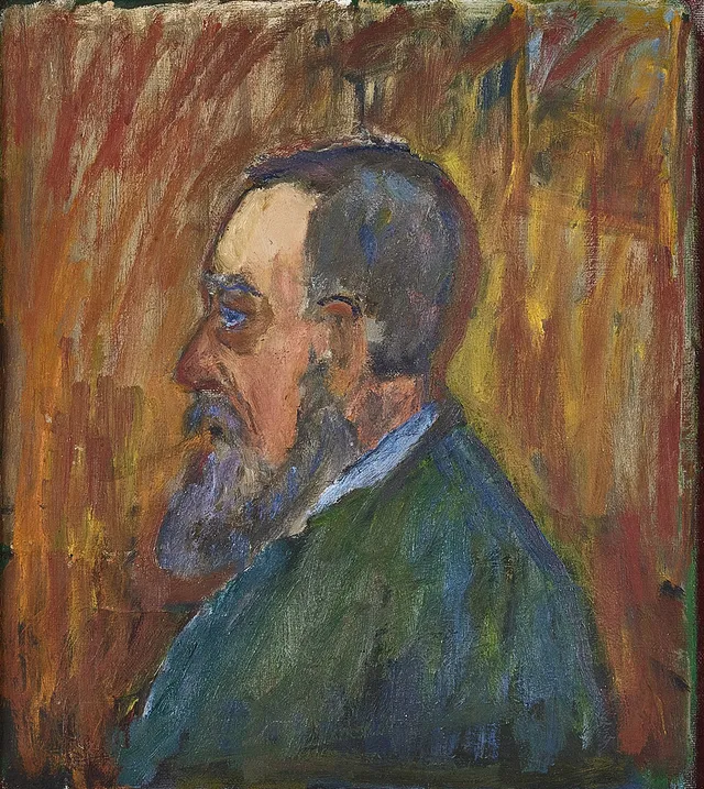 IVAN IVARSON. Porträtt av man i profil. Olja på duk.