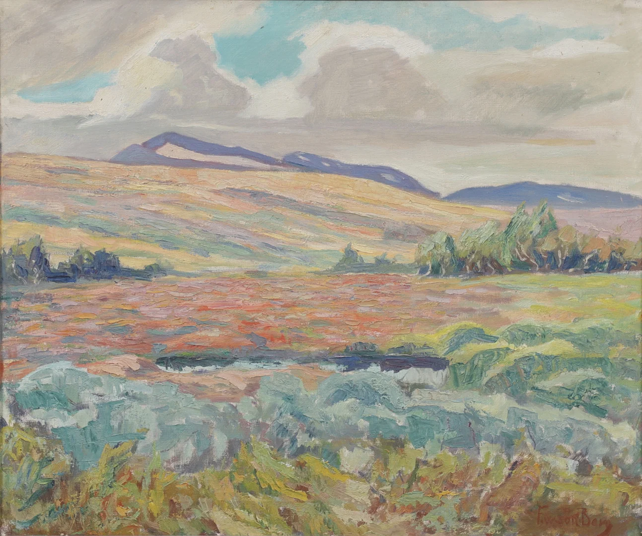 FOLKE WILHELMSSON BERG. "Helagsfjäller Jämtland", olja på duk, signerad. — Paintings — Växjö Auktionskammare