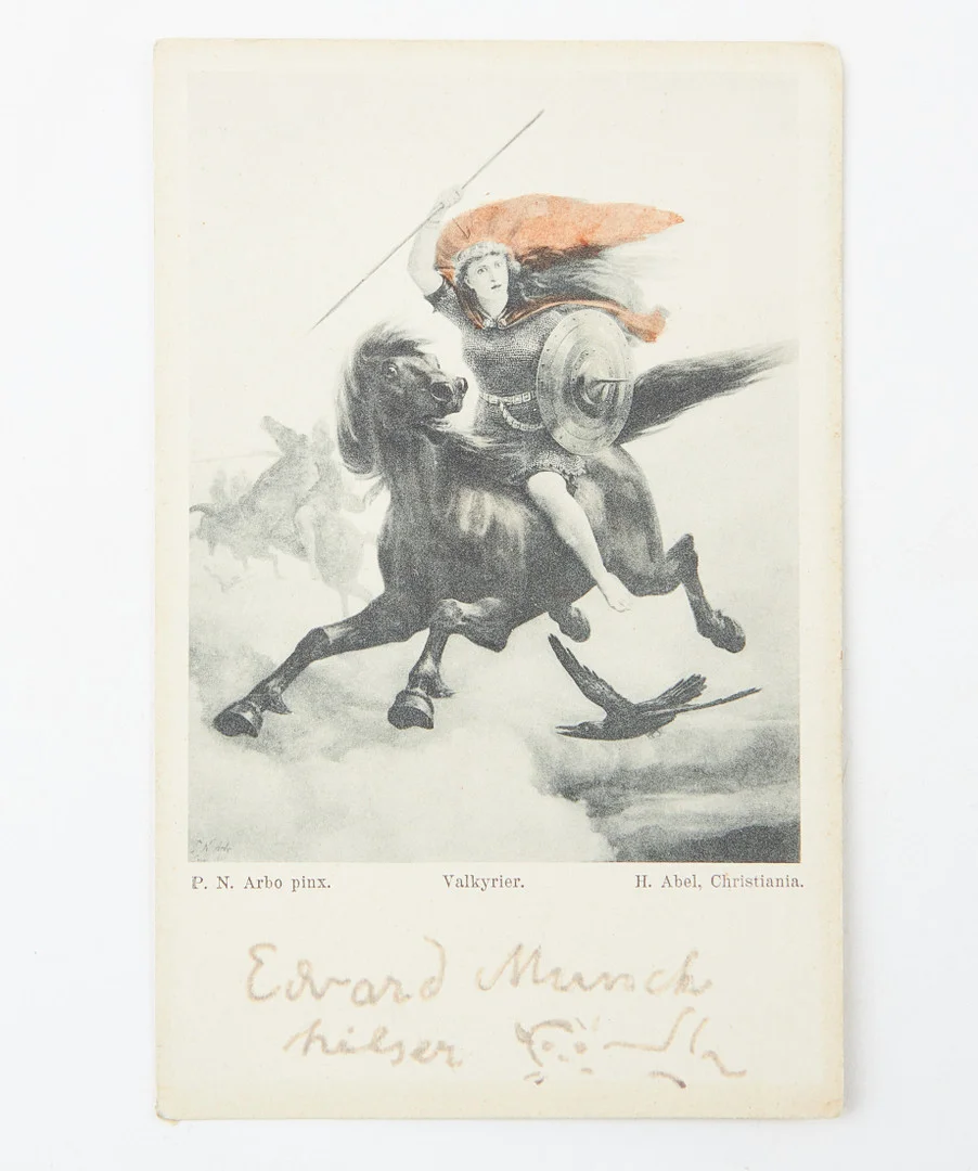 MUNCH EDVARD. EDVARD MUNCH, SIGNERAT VYKORT. — Autographs & Manuscripts — Stockholms Auktionsverk Fine Art