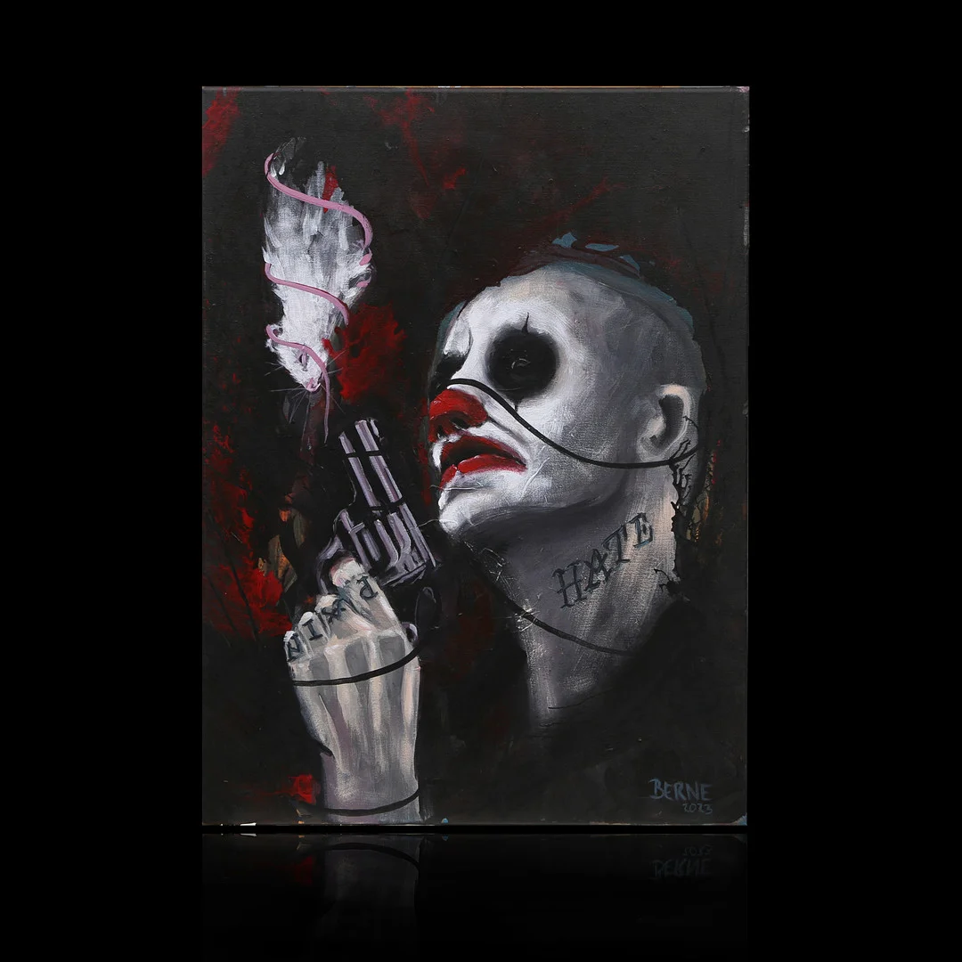 BERNE SAMUELSSON. OLJA på duk "Snitches and Stitches" signerad, 2023. — Paintings — Kalmar Auktionsverk