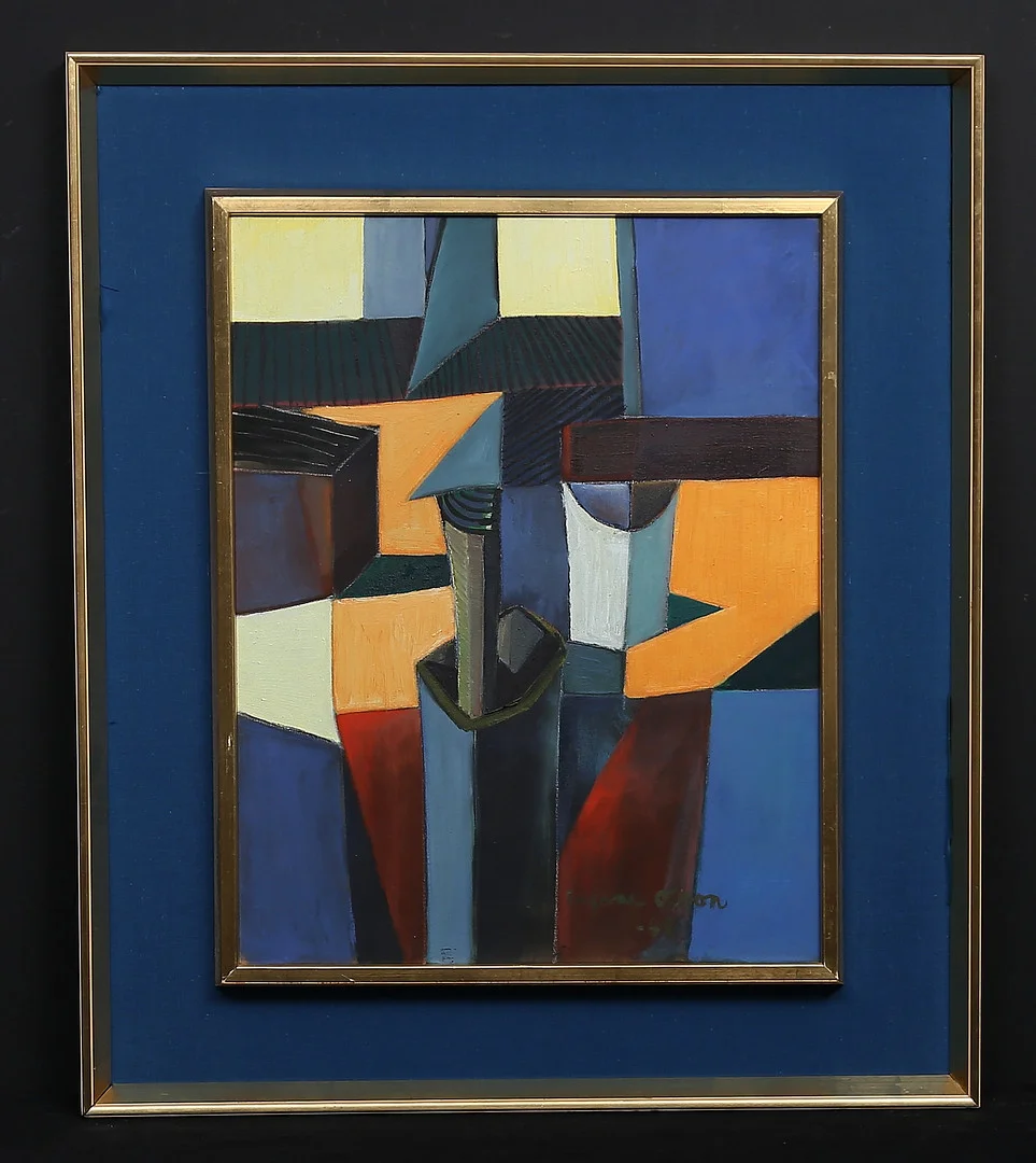 INGVAR OLSON. "Geometrisk former". Nr 3. Olja på duk, signerad och daterad 68. — Paintings — Gomér & Andersson Linköping