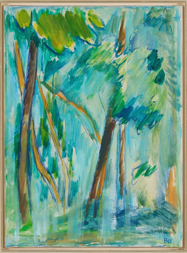LEOPOLD FARE. "Fragment av regnskog", signerad, daterad 1991 a tergo, olja på duk.