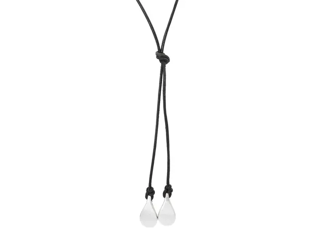 EFVA ATTLING, collier, Happy tears, sterlingsilver/läder, Stockholm 2000 längd 56 cm, vikt 6,7 g, slitage på läder.