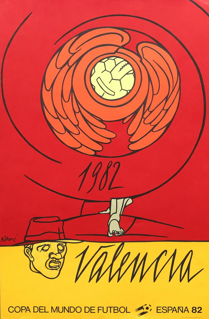 VALERIO ADAMI. Affisch, screentryck, Valencia 1982, Société de production dess affiches Maeght, Paris. — Engravings & Prints — Garpenhus Auktioner