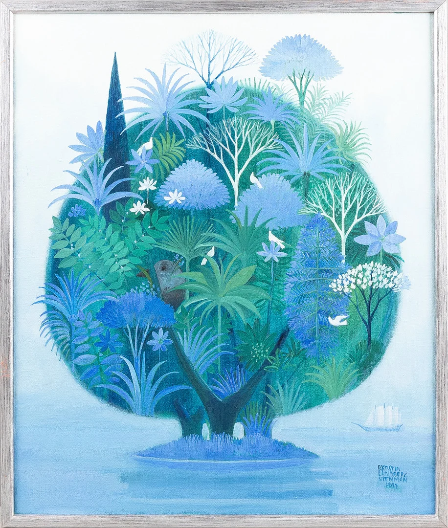 KERSTIN LUNDBERG STENMAN (1926-2007). "Koltrastens Ö", olja på duk. — Paintings — Stockholms Auktionsverk Helsingborg
