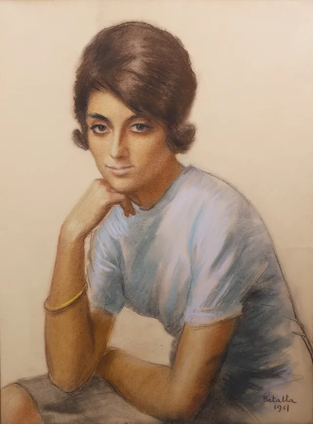 PERE BATALLA XATRUCH (1893-1968). RETRATO DE DAMA, PASTEL SOBRE PAPEL. FECHADO EN 1961.