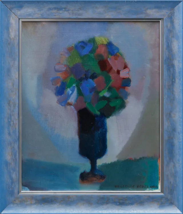 FRITHIOF BERGLUND. "Blommor i vas", olja på duk, signerad.