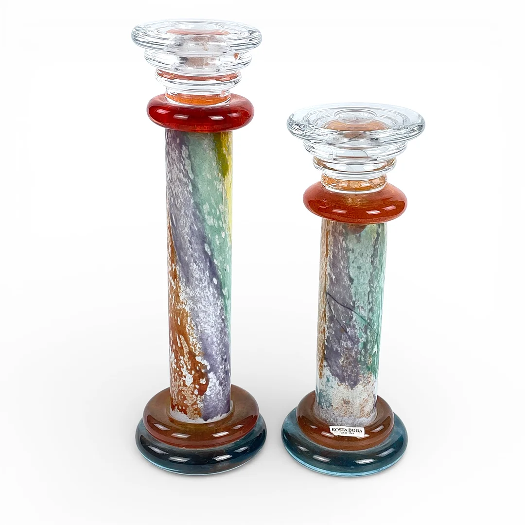 KJELL ENGMAN. Ljusstakar, 2 st. "Can Can", glas, Kosta Boda. — Utility glass — Roslagens Auktionsverk