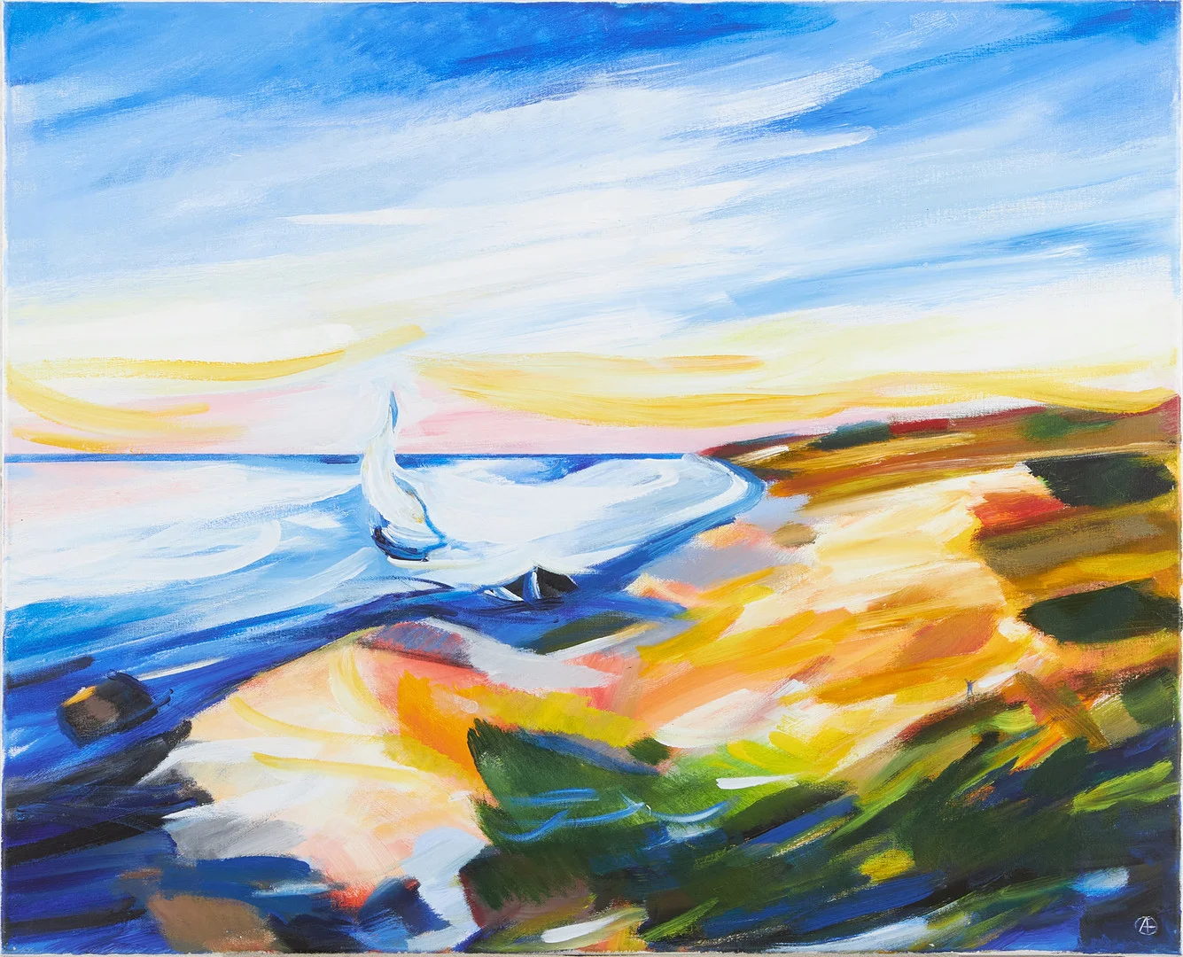 ANITA FRÖDING (FÖDD 1942):. "Dikt om strandens väg", monogramsignerad, olja på duk. — Paintings — Stockholms Auktionsverk Magasin 5