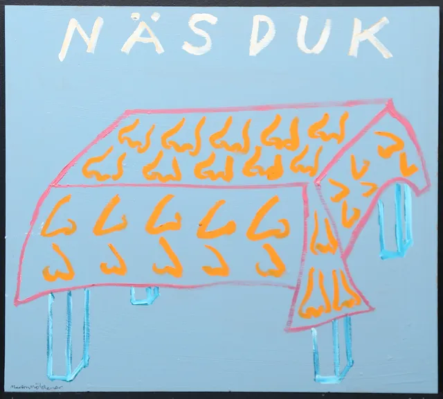 MARTIN MÖLDENER. "Näsduk", olja/akryl på MDF, signerad.