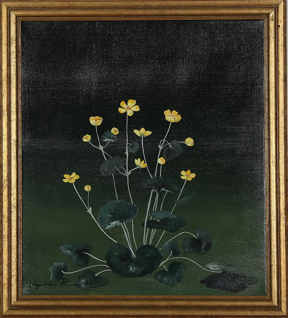 AGNETA PERSSON. Olja på duk, smörblommor, signerad och daterad -80. — Paintings — Garpenhus Auktioner