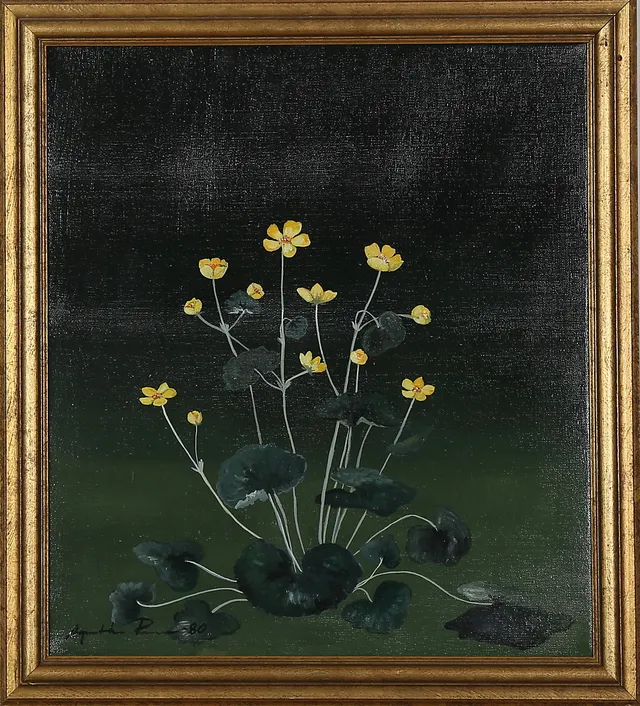 AGNETA PERSSON. Olja på duk, smörblommor, signerad och daterad -80.