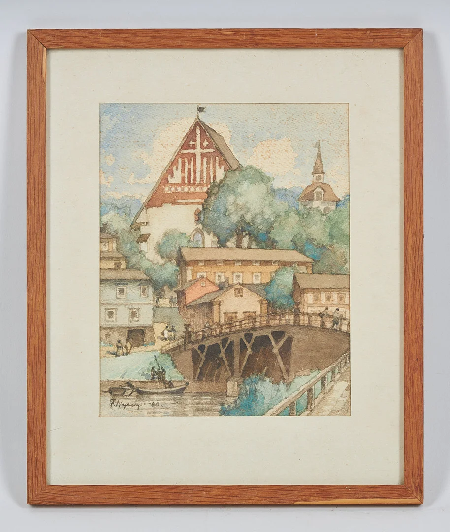 FRANS NYBERG. Gamla stan i Borgå, signerad samt daterad -60, akvarell. — Paintings — Stockholms Auktionsverk Helsinki