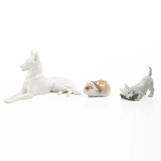 Royal Copenhagen, Figuriner, 3 st, porslin, Kärner samt Bing Gröndahl.