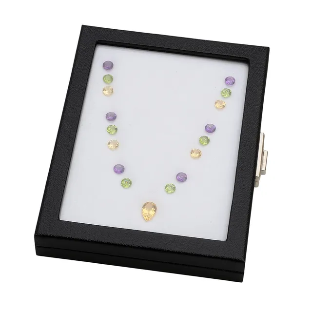 Lot of citrines, amethysts and peridots for a choker.