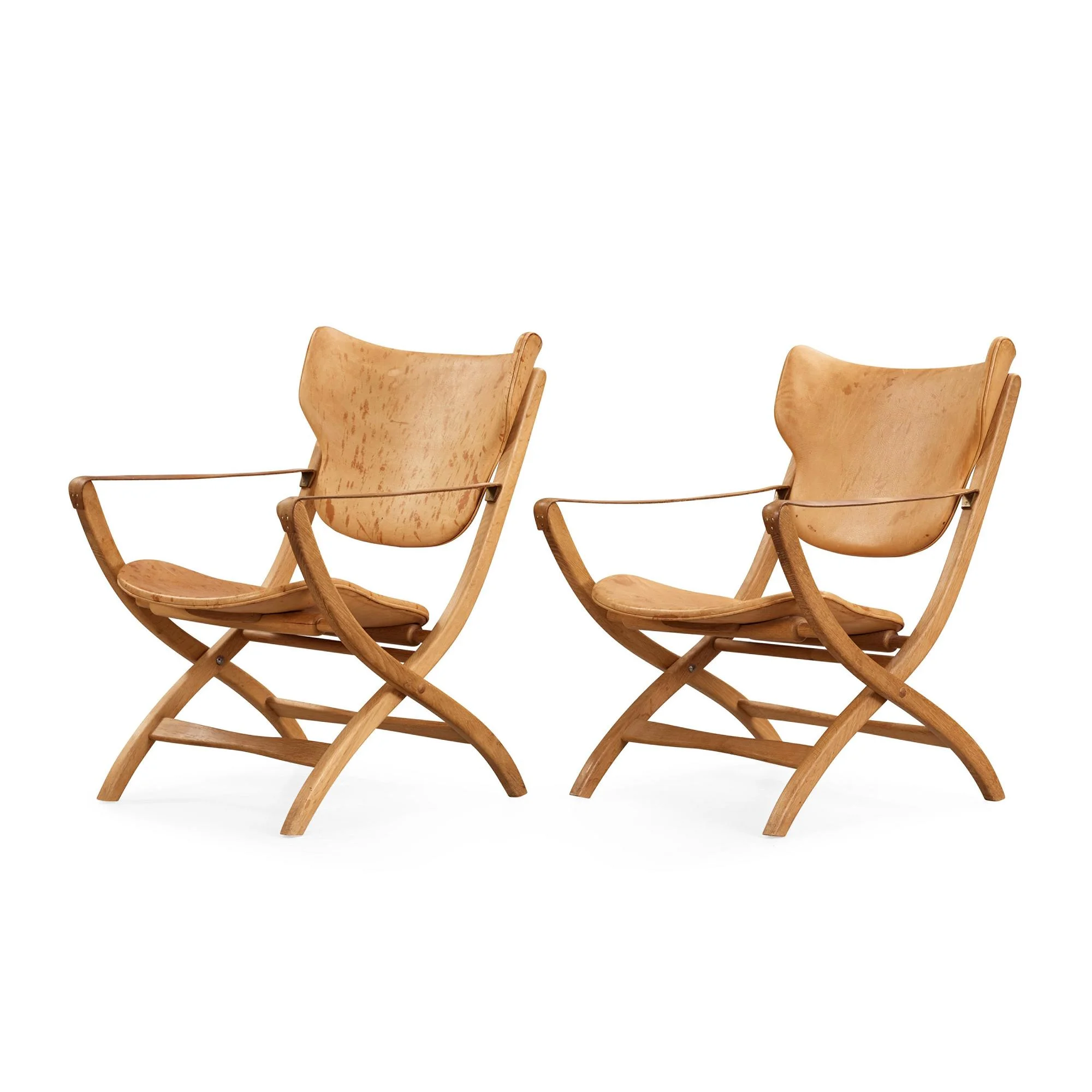 POUL HUNDEVAD, fällstolar, ett par, "The Egyptian", Vamdrup, Danmark, 1950-60-tal. — Bukowskis