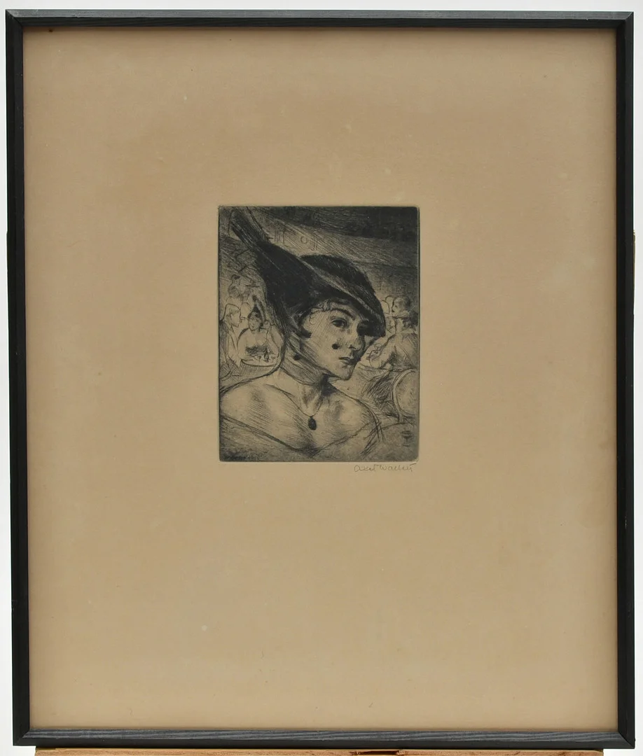 AXEL WALLERT. Kvinna i hatt. Etsning. — Engravings & Prints — Connoisseur Bokauktioner