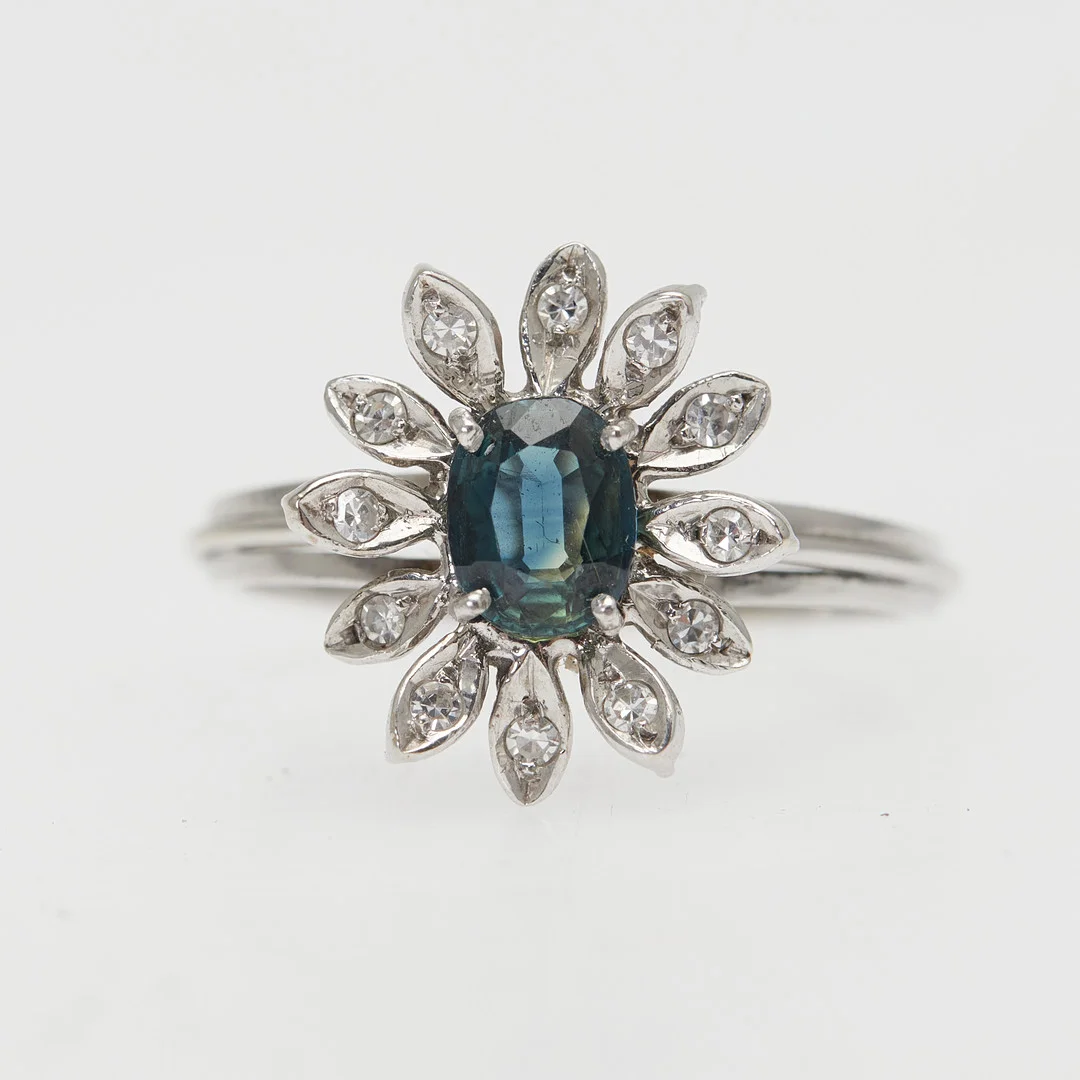 Ring, 750er Weißgold, Diamanten, Turmalin. — Rings — Stockholms Auktionsverk Köln