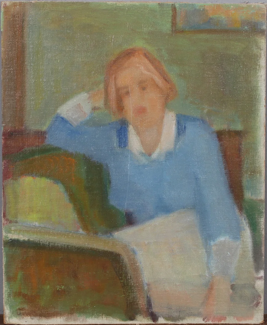 BERNHARD ÖNSTAD. Kvinnostudie, olja på dukpannå, signerad. — Paintings — Stadsauktion Sundsvall