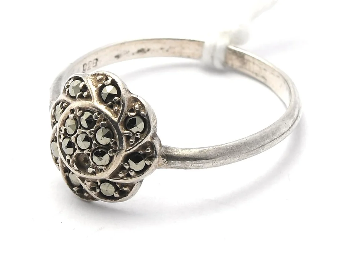 Ring S925, 2,1g, Ø 17 3/4, med Markasiter — Smycken/Ring — Kaplans
