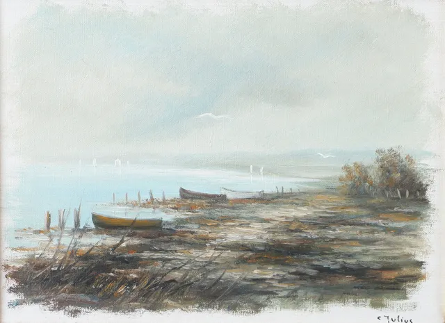 CARL JULIUS. "Skälderviken", olja på duk, signerad C. Julius.