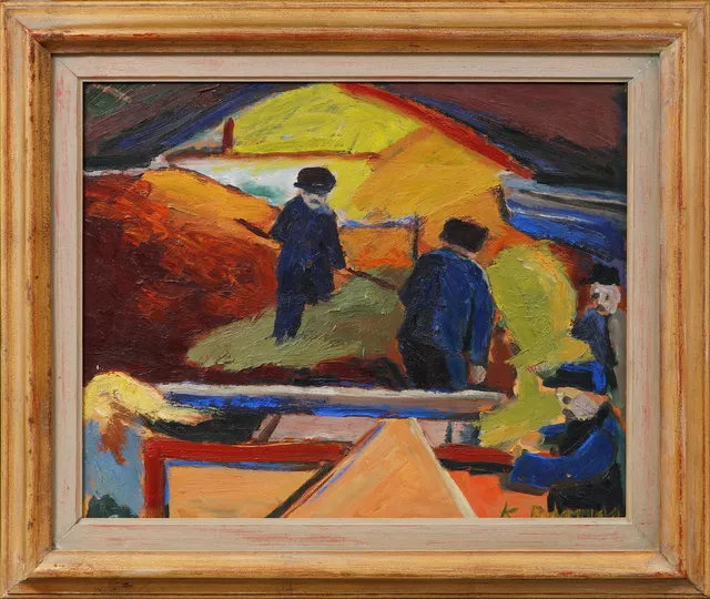 KARL RAGNAR JOHANNESSON. Figurscen, olja på pannå, signerad.