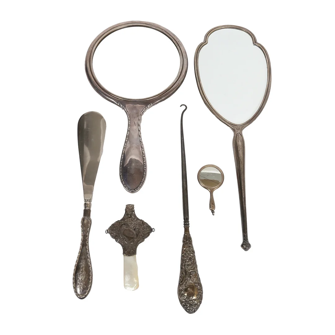 SILVER MOUNTED OBJECTS (6). — Silver — Bishop & Miller