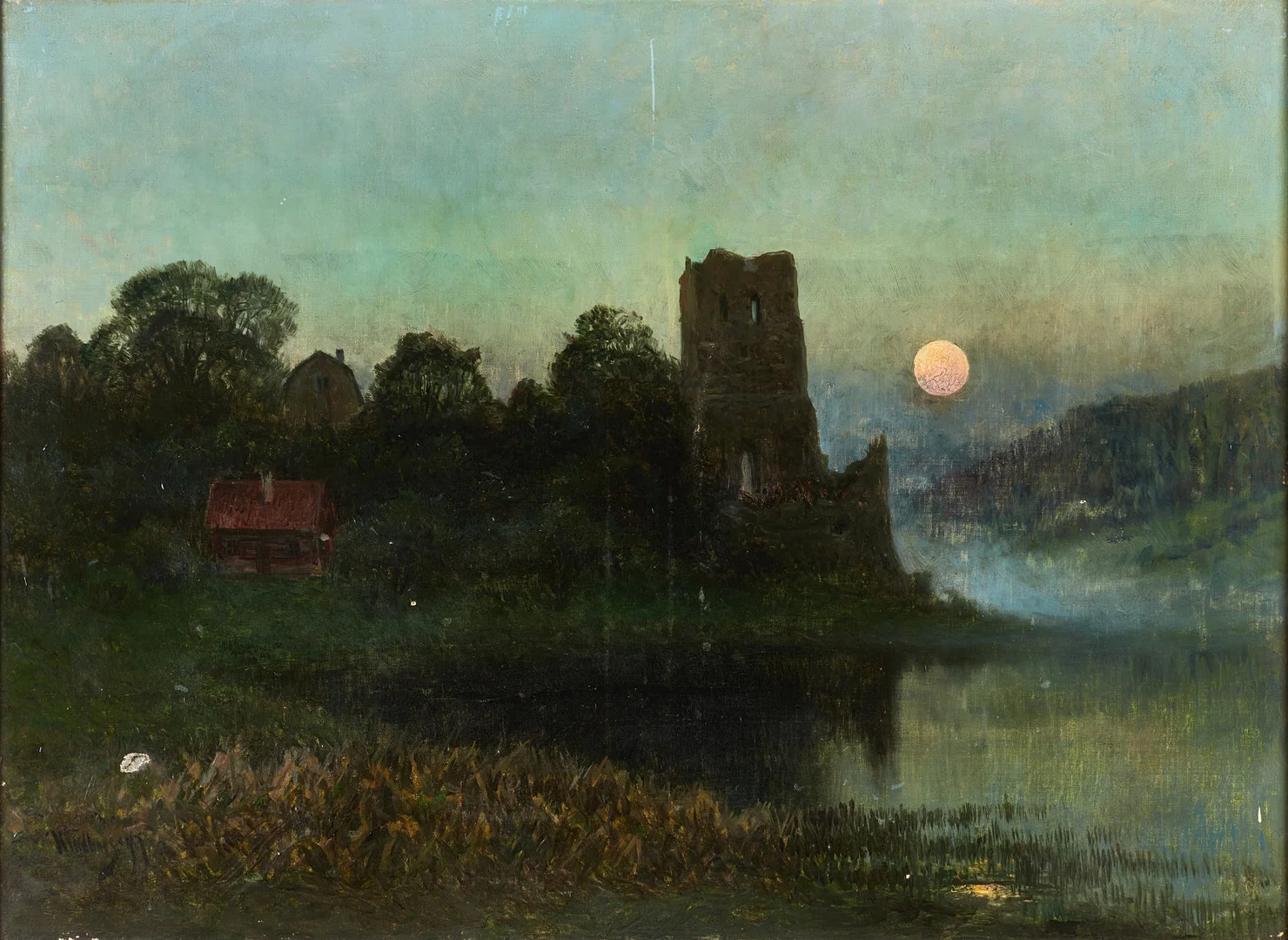 JOHN KINDBORG (1861–1907). Landskap med ruin i månljus, olja på duk, signerad och daterad 1897. — Miscellaneous — Crafoord Auktioner Stockholm