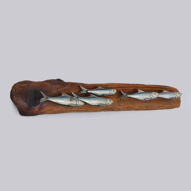 SVEN TELJARE ERIKSSON (f. 1932) SKULPTUR "FISKSTIM" TRÄSKUREN, SIGNERAD.
