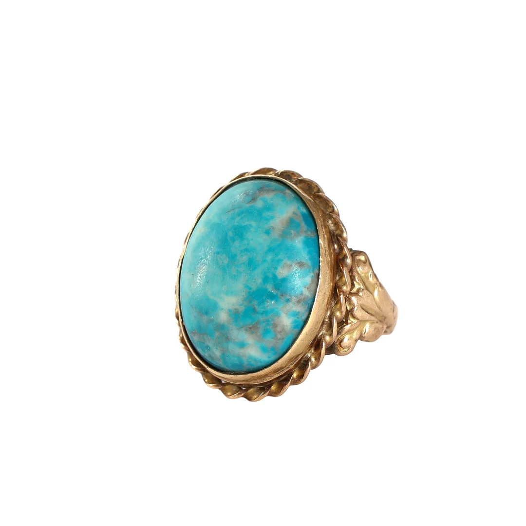 Hugo Grün. Vintage ring of 14 kt gold with oval turquoise. — Jewellery/Rings — Lauritz
