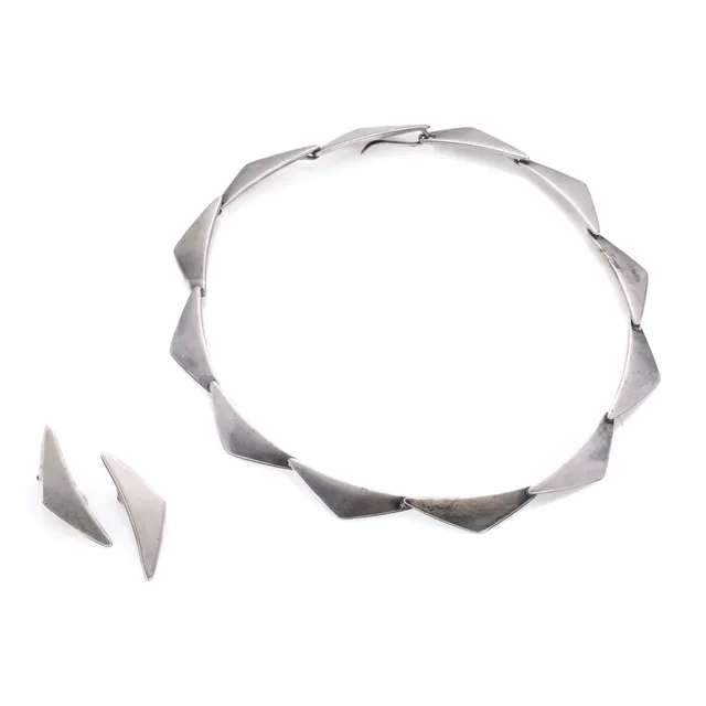Bent Gabrielsen for Hans Hansen: 'Peak' sterling silver jewelry set (3)