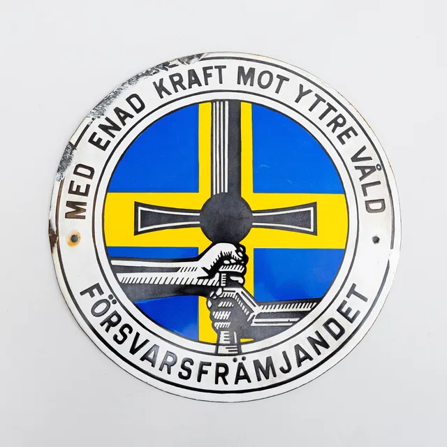 EMALJSKYLT, "Med enad kraft mot yttre våld" Försvarsfrämjandet, 1940-tal.