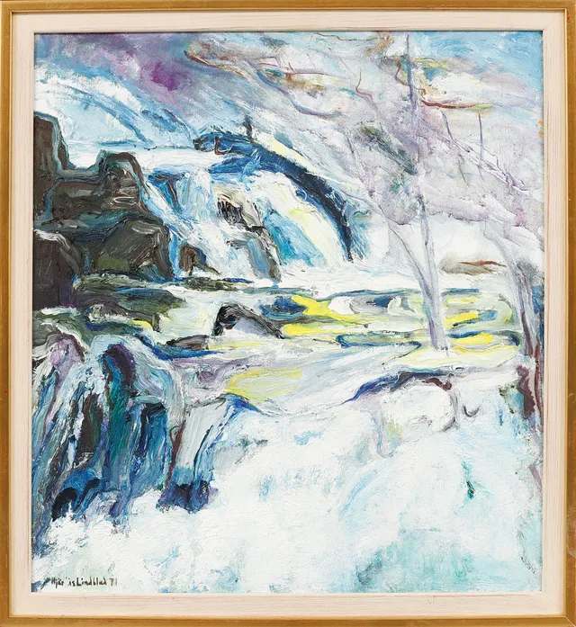 HJÖRDIS LINDBLAD. "Vårflöde", olja på duk, signerad och daterad 71.