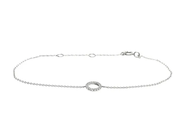 ARMBAND, 18K vitguld, briljantslipade diamanter ca 0,10 ctv, ca W/P, längd 14,5-17,5 cm, vikt 1,1 g.