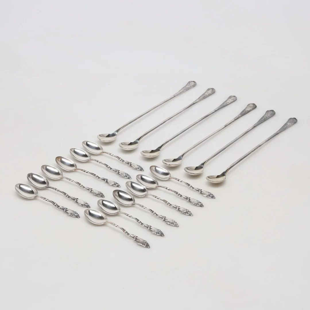 KAFFESKEDAR / DRINKSKEDAR, 12+6, silver/nysilver. — Silver — Stockholms Auktionsverk Helsingborg