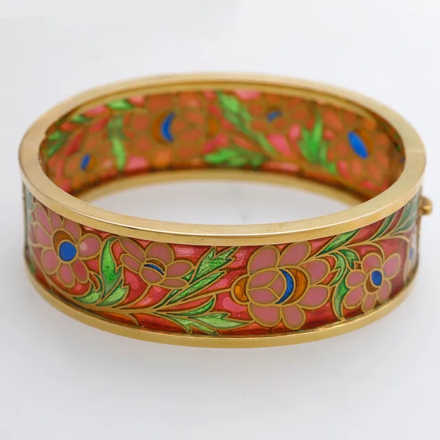 MASRIERA Y CARRERAS. Enamel floral bracelet, first third of the 20th Century.