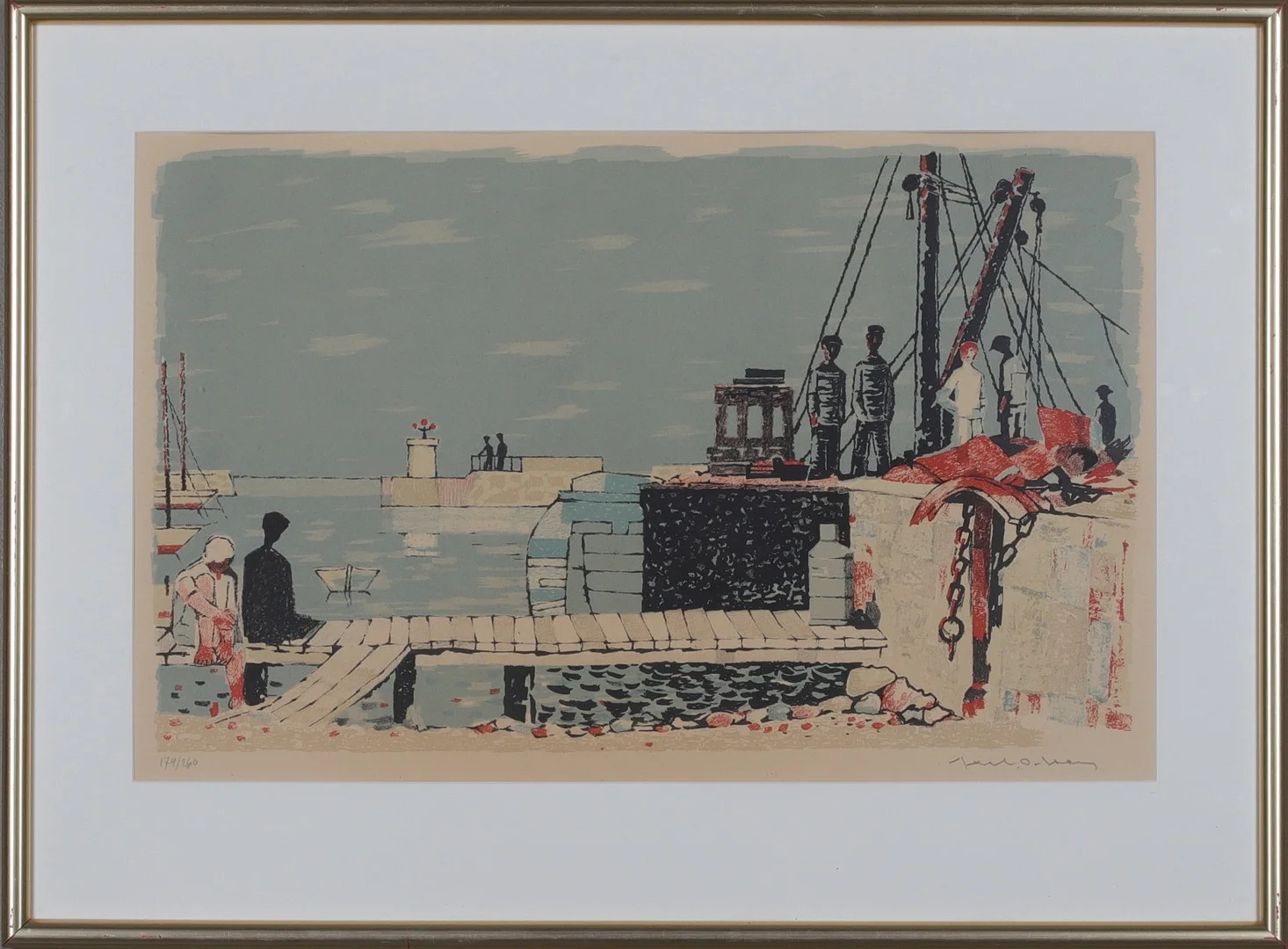 AXEL OLSON. färglitografi, signerad och numrerad 179/260. — Engravings & Prints — Gomér & Andersson Norrköping