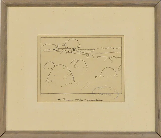 ÅKE GÖRANSSON. pennteckning, 6/41 brev, landskap.