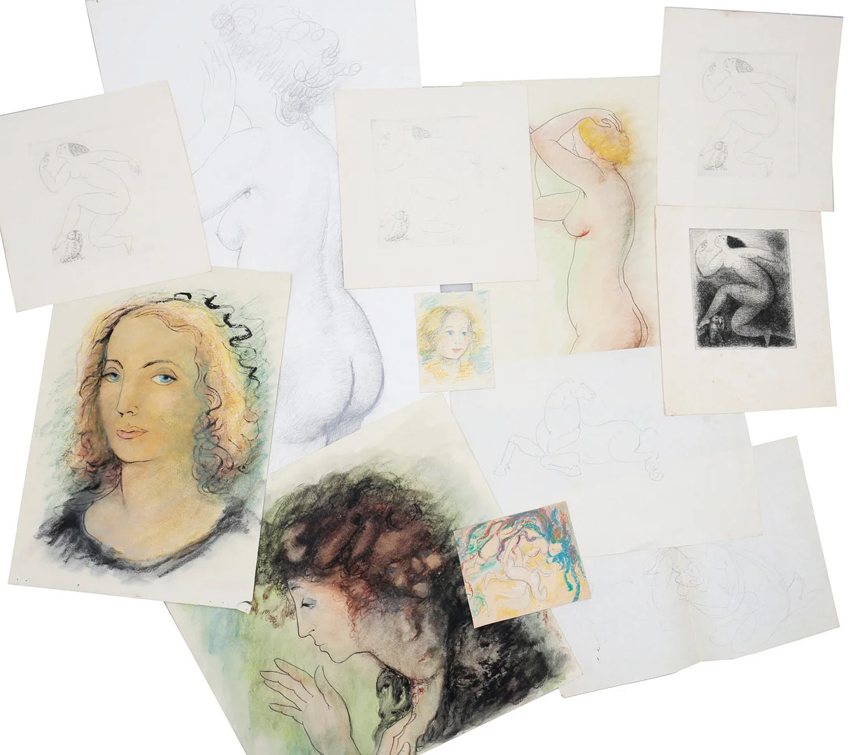 MANUEL VIUSÀ AND GERTRUDIS GALÍ. Various drawings and etchings. — Drawings — Balclis