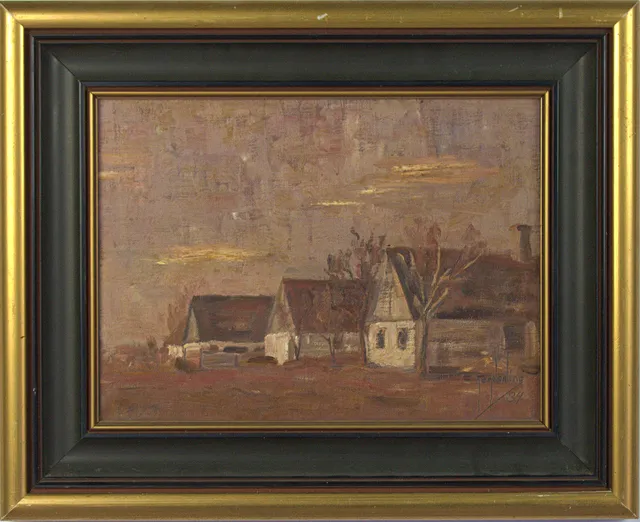 TOR NORLING. Olja på duk, gårdsmotiv, signerad 1934.