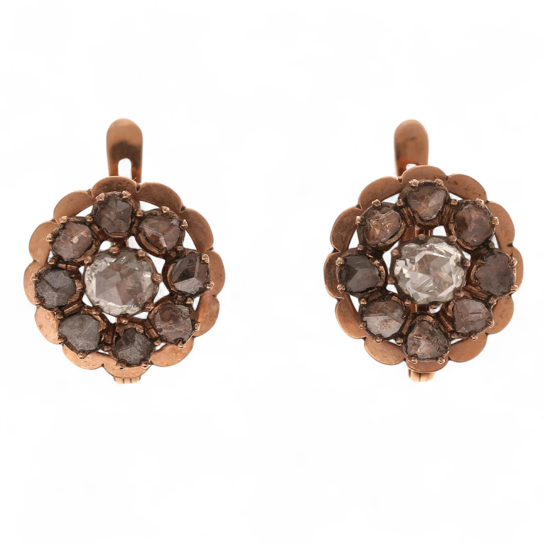 Diamonds rosette earrings, late 19th - early 20th Century. — Earrings — Balclis
